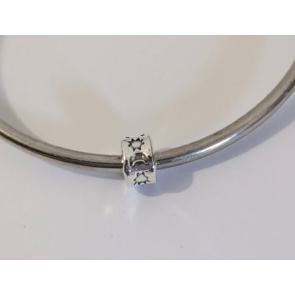 Celestial Sun and Moon Spacer Charm Silver Etched Bead for Bracelet